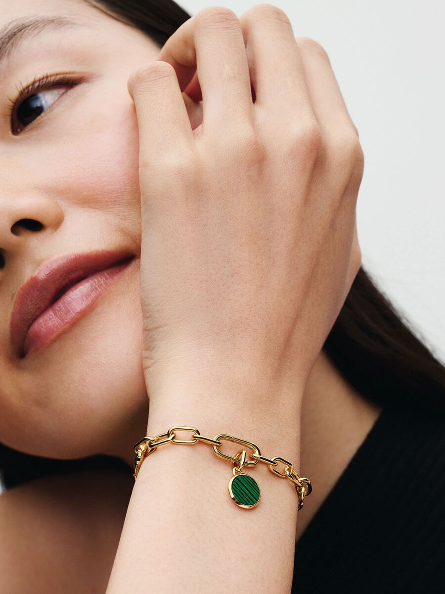 Green Engravable Mini Medallion Charm Gold Plating