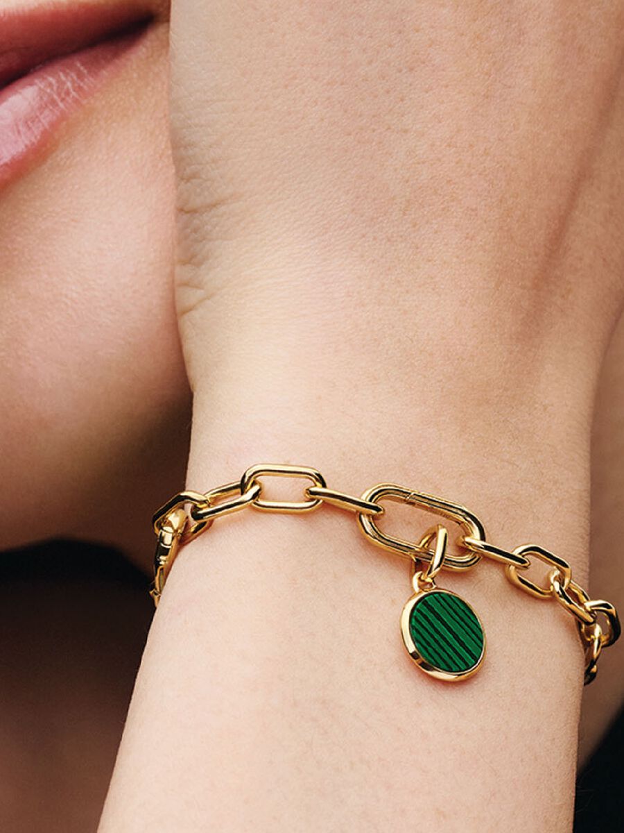 Green Engravable Mini Medallion Charm Gold Plating