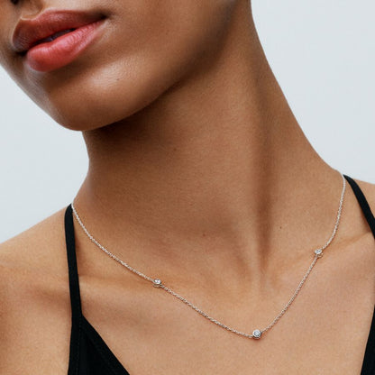 Era Bezel Lab-grown Diamond Station Necklace Sterling Silver 50CM