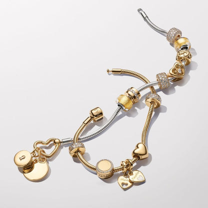 Gold Double Heart Split Dangle Charm