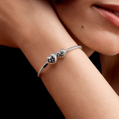 Diamond Heart Charm Sterling Silver