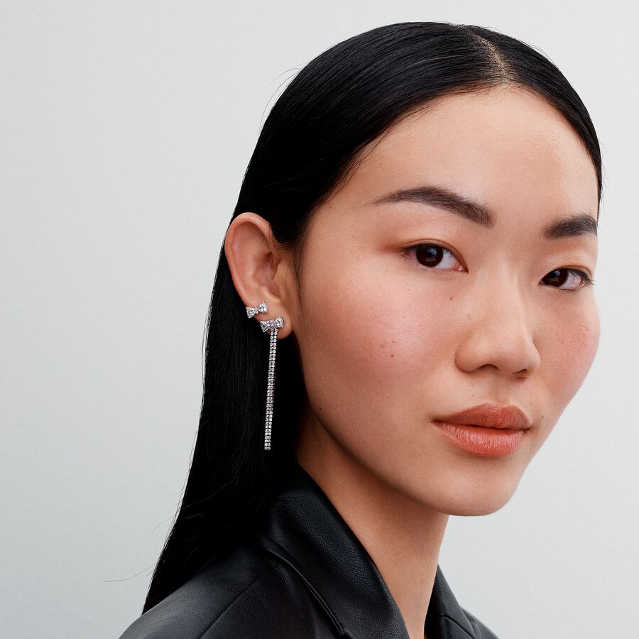 Pavé Bow Drop Earrings