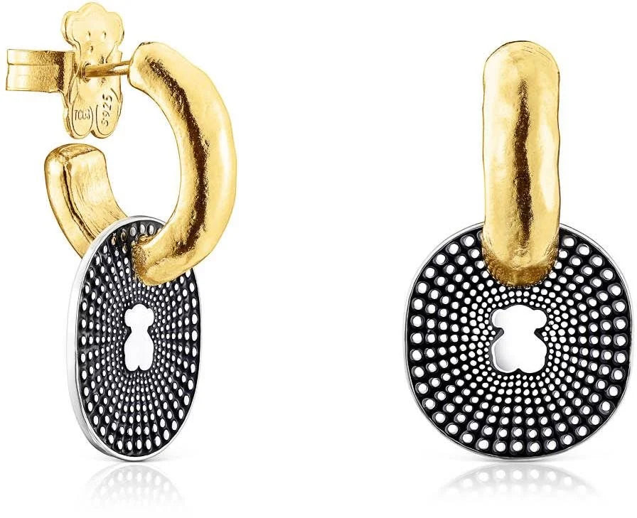 Short two-tone Oursin Earrings