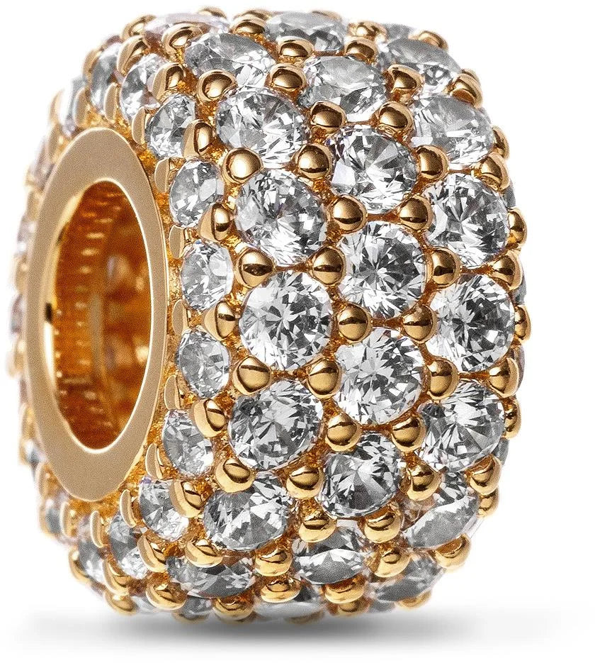 Sparkling Pavé Triple-row Charm Gold Plated