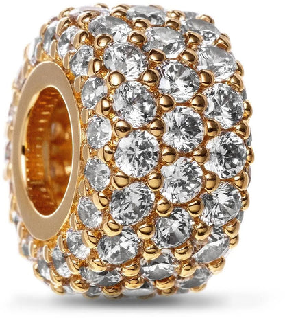 Sparkling Pavé Triple-row Charm Gold Plated