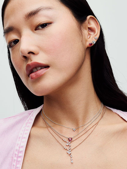 Triple Stone Heart Collier Necklace