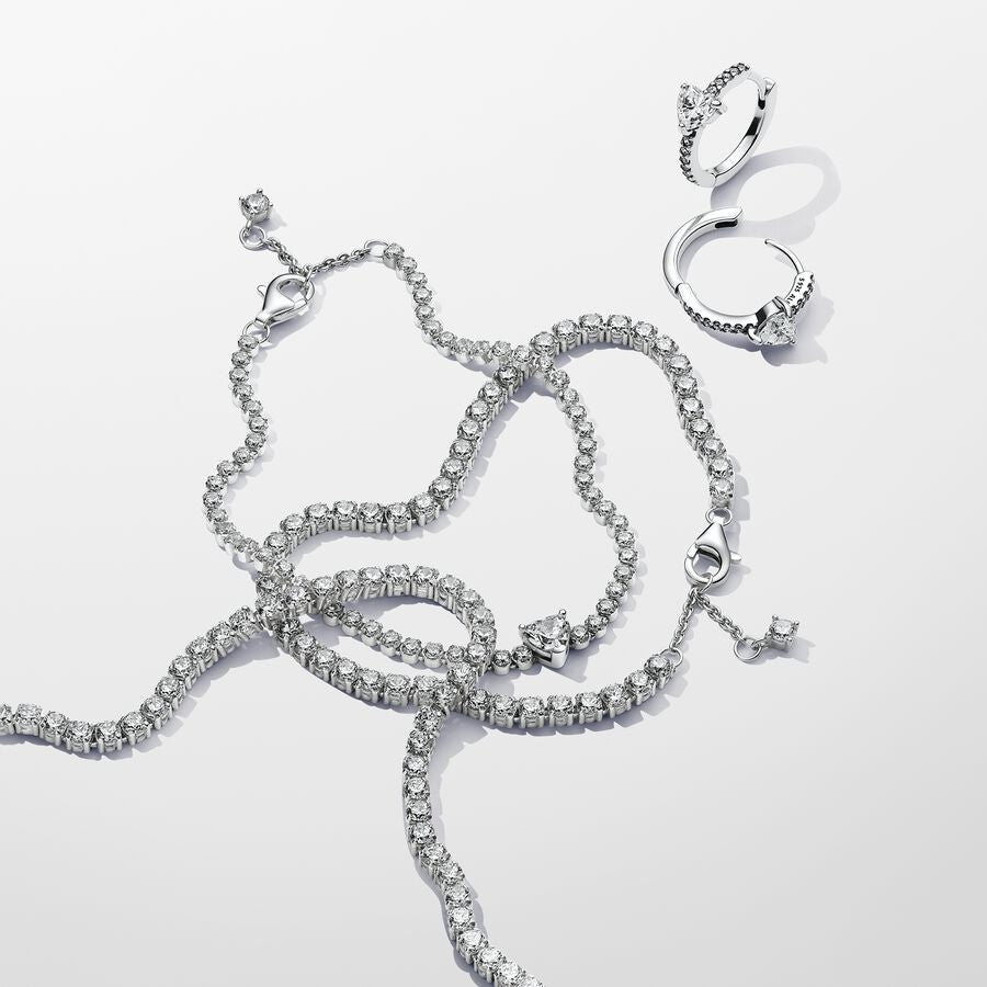 Sparkling Heart Hoop Earrings