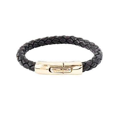 Bracelet in metal clad with gold and leather