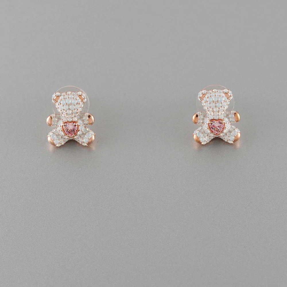 Teddy Pierced Earrings, Multi-colored, Rose-Gold Tone Plated