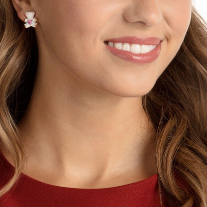 Teddy Pierced Earrings, Multi-colored, Rose-Gold Tone Plated