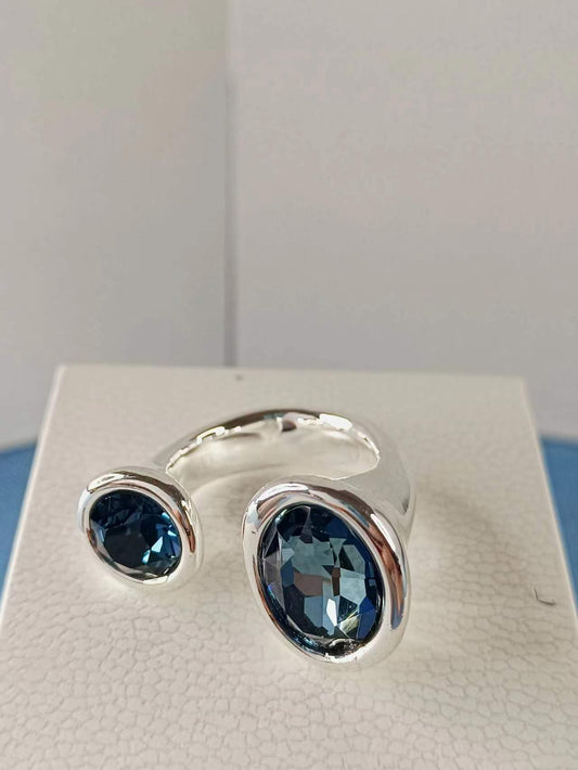 Antique Silver Plated Crystal Finger Ring