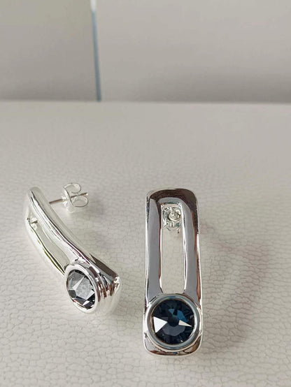 On My Own Earrings Sterling silver-plated earrings with gray crystal