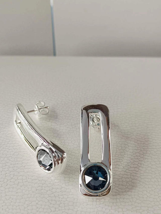On My Own Earrings Sterling silver-plated earrings with gray crystal