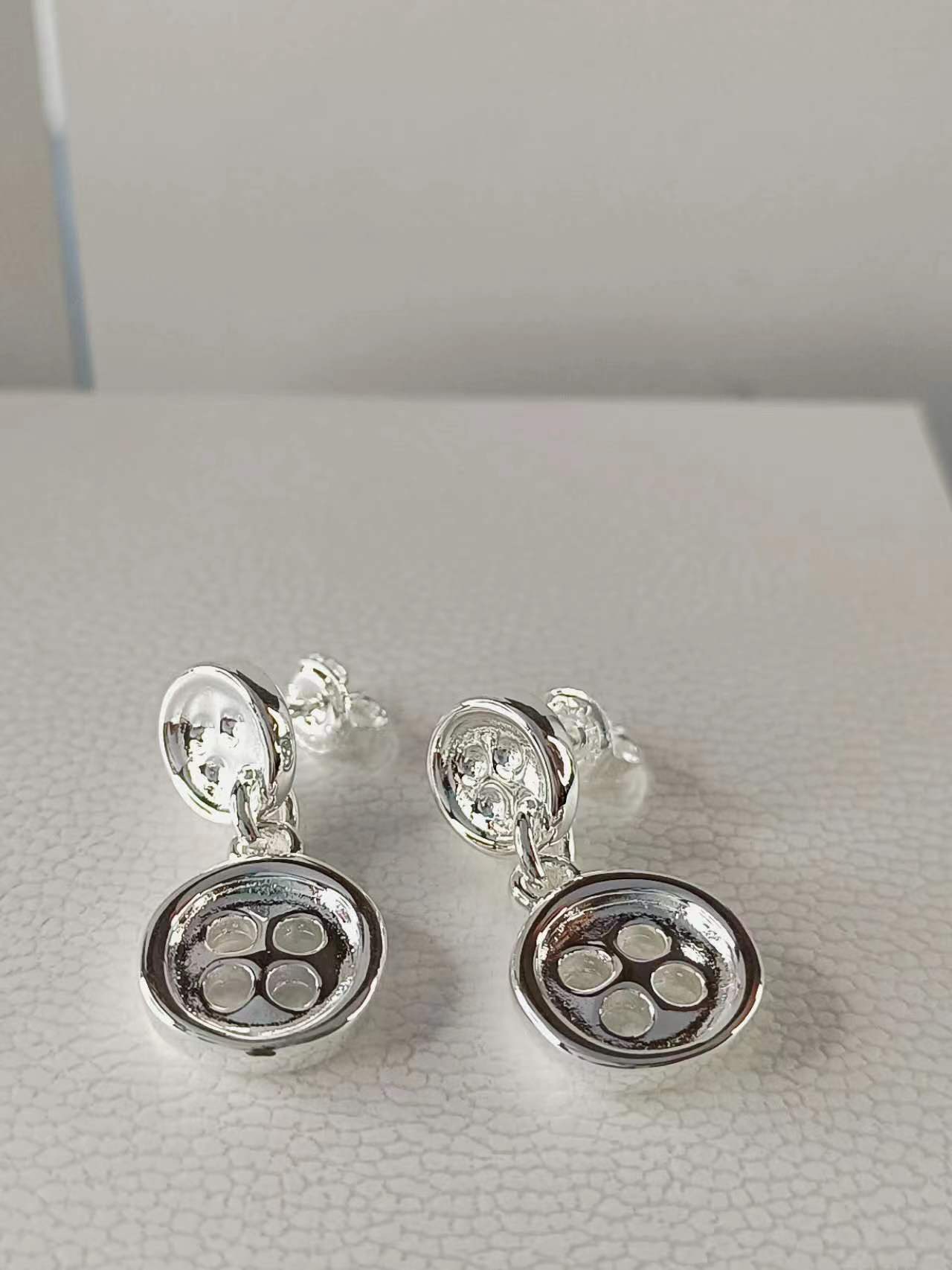 Electroplated 925 Silver Stud Earrings
