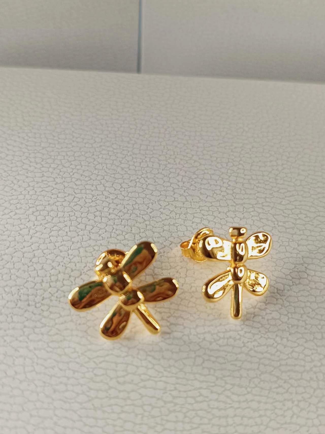 Dragonfly Woman Earrings Gold Plated