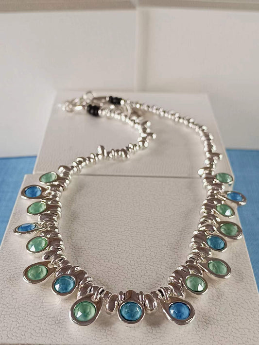 Tesoro Necklace Green Blue 42CM+6CM