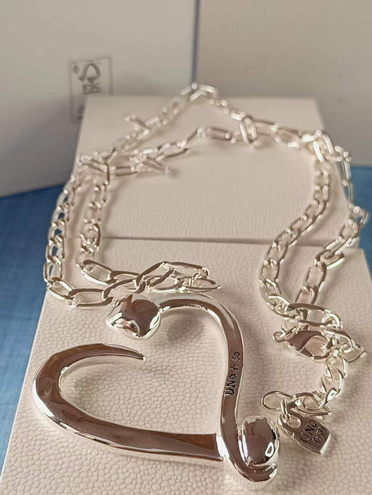 Silver Heart Necklace 80CM