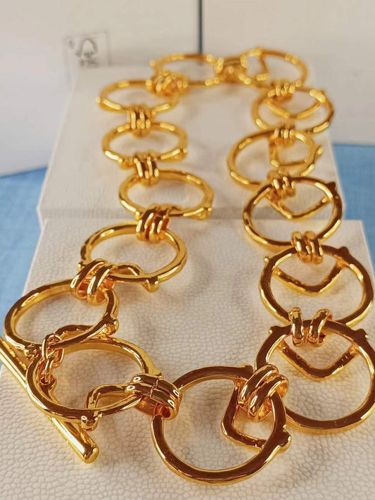 Roundabout T-Bar Necklace Gold Plated 45CM