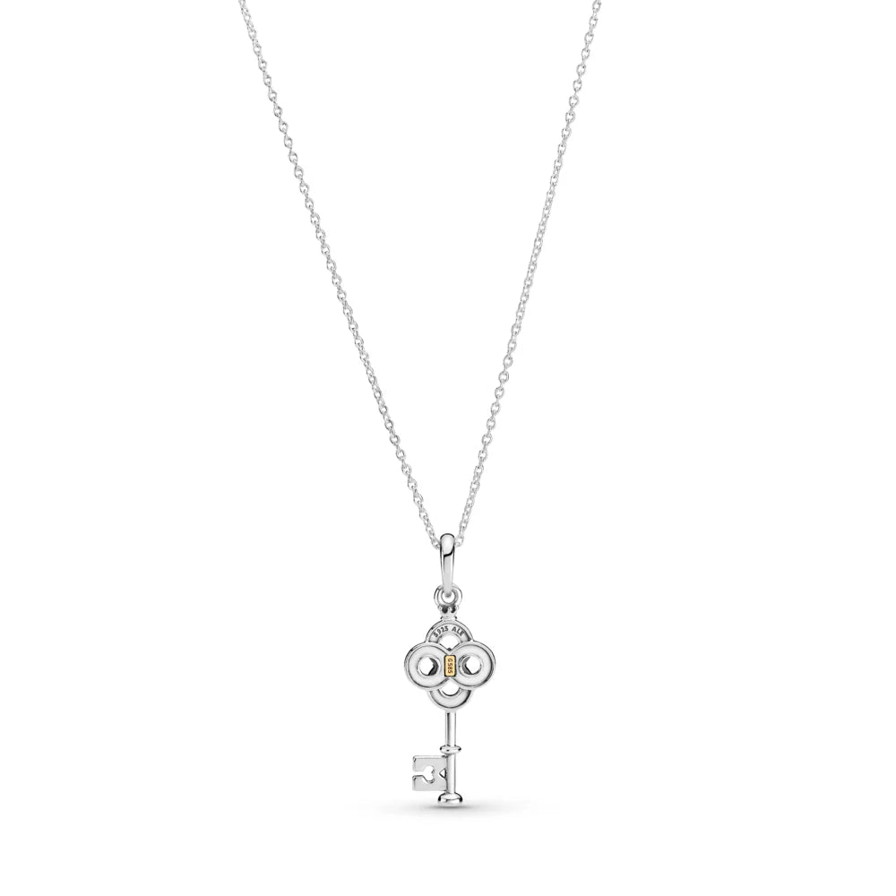 Key and Flower Two-Tone Necklace