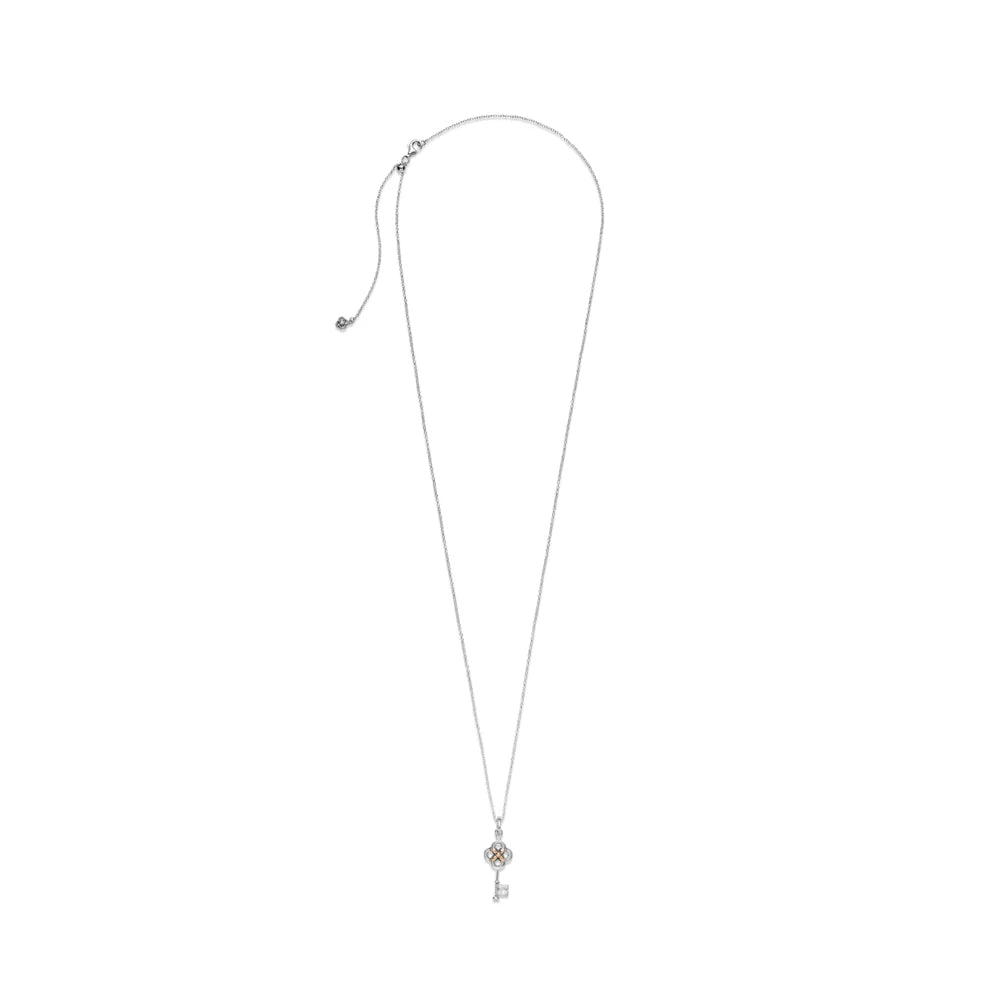 Key and Flower Two-Tone Necklace