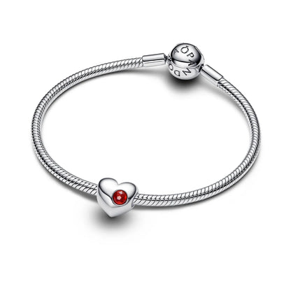 Engravable Red Stone Heart Charm