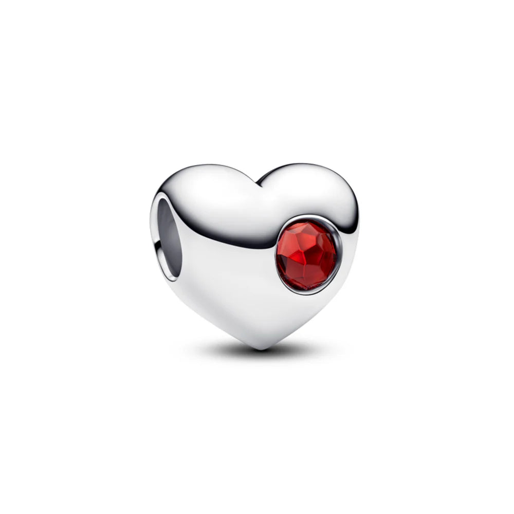 Engravable Red Stone Heart Charm
