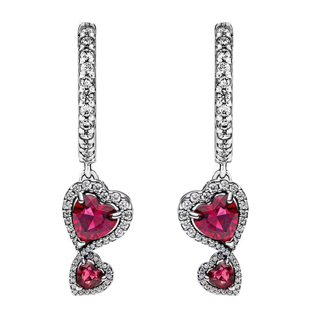Red Halo Hearts Hoop Earring