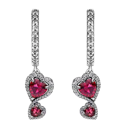 Red Halo Hearts Hoop Earring