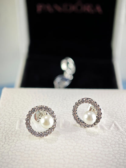 Treated Freshwater Cultured Pearl & Pavé Halo Stud Earrings
