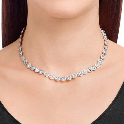 Una Angelic Tennis Necklace, Round cut, White, Rhodium plated