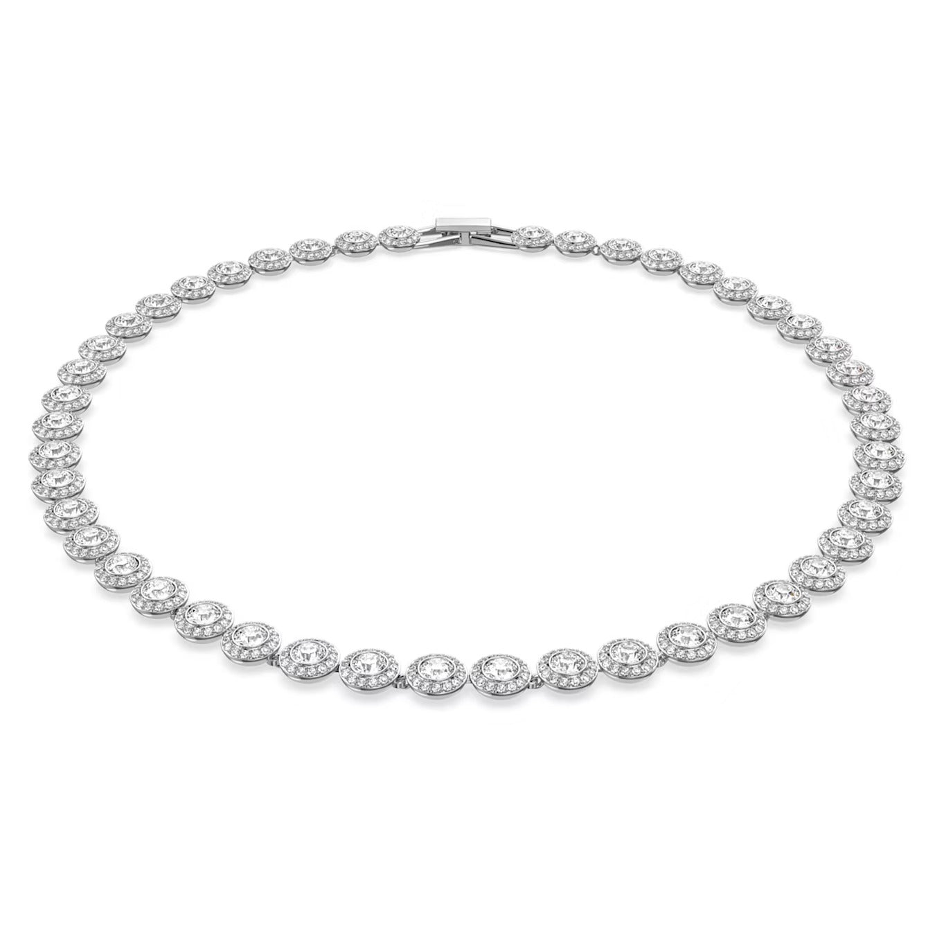 Una Angelic Tennis Necklace, Round cut, White, Rhodium plated