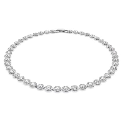 Una Angelic Tennis Necklace, Round cut, White, Rhodium plated