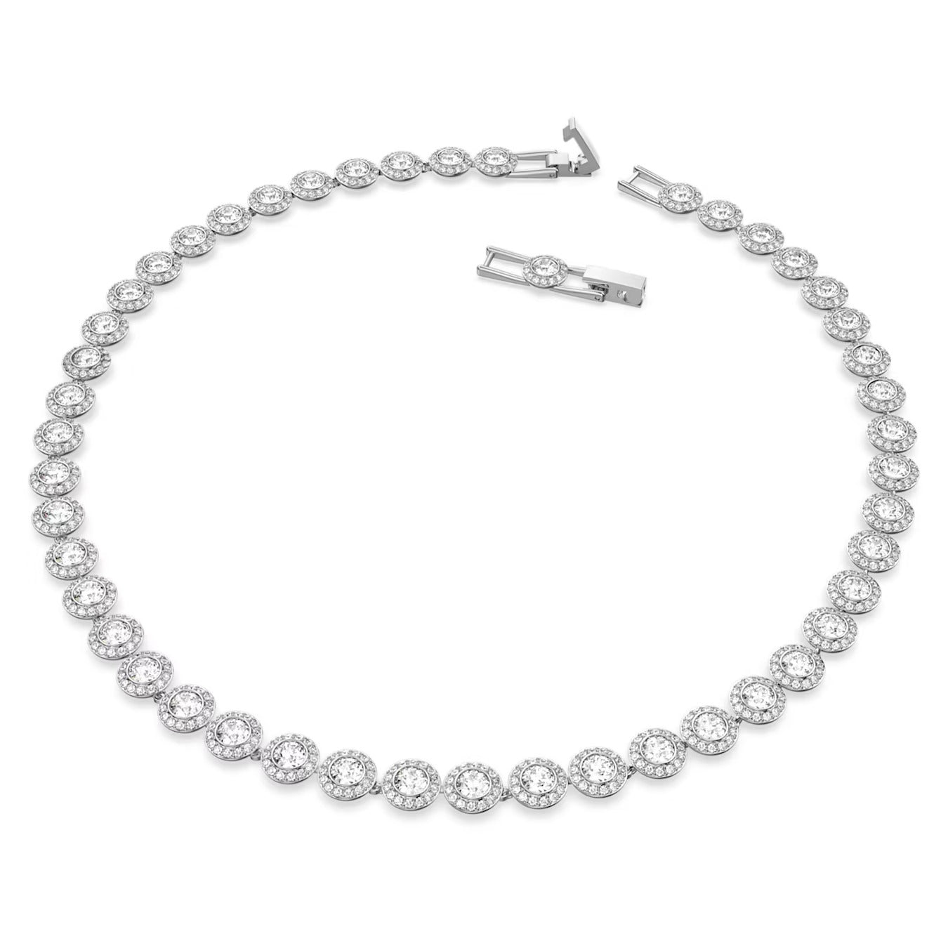 Una Angelic Tennis Necklace, Round cut, White, Rhodium plated