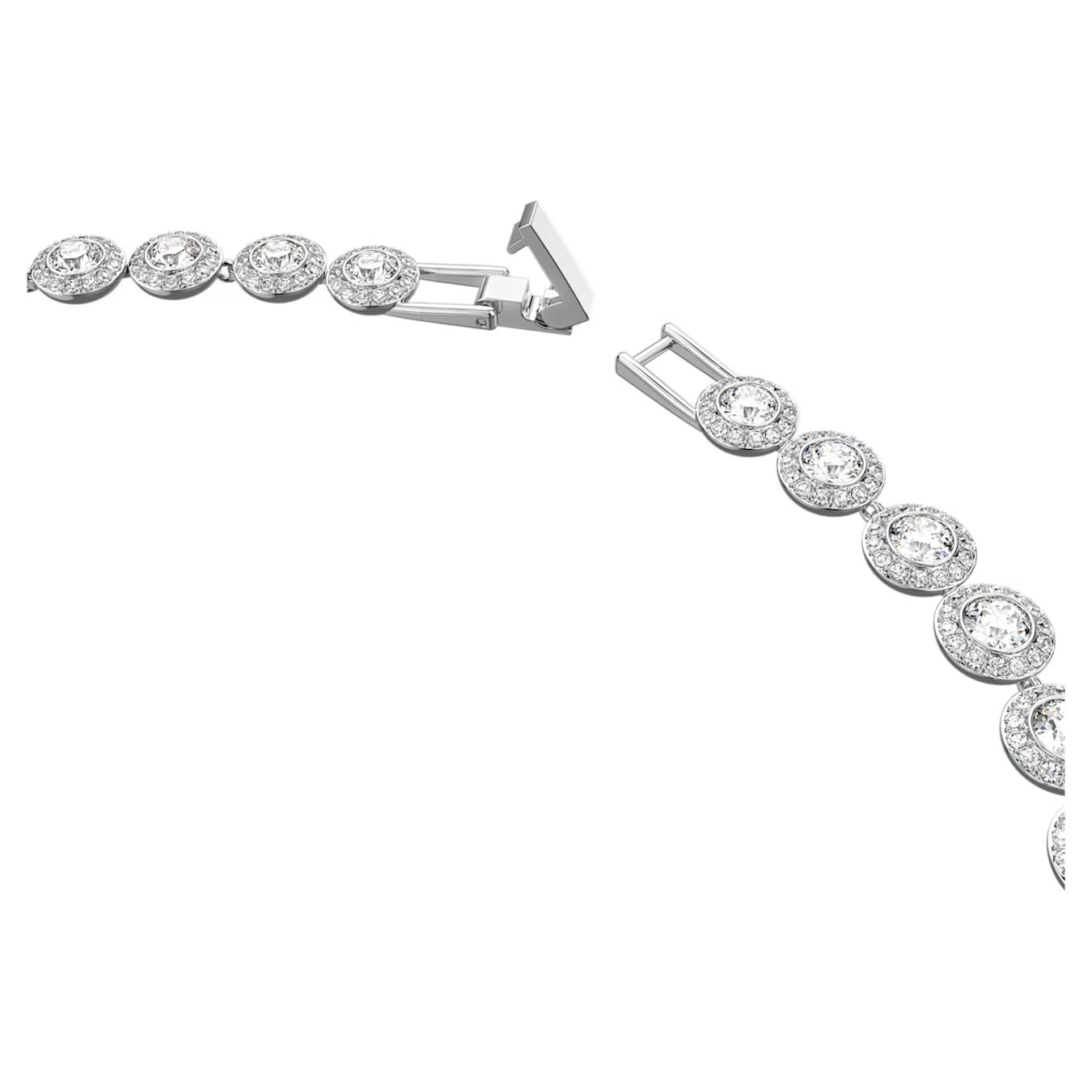 Una Angelic Tennis Necklace, Round cut, White, Rhodium plated