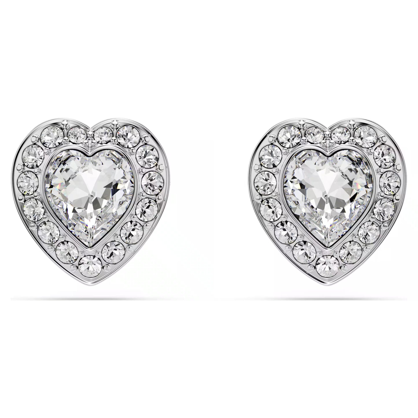 Ariana Grande stud earrings, Mixed cuts, Heart, White, Rhodium plated