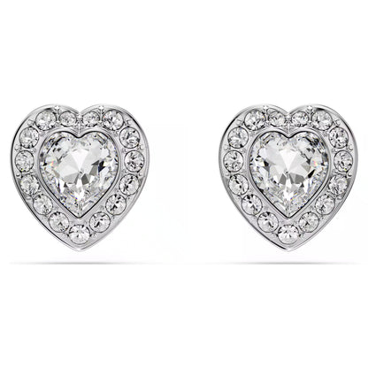 Ariana Grande stud earrings, Mixed cuts, Heart, White, Rhodium plated