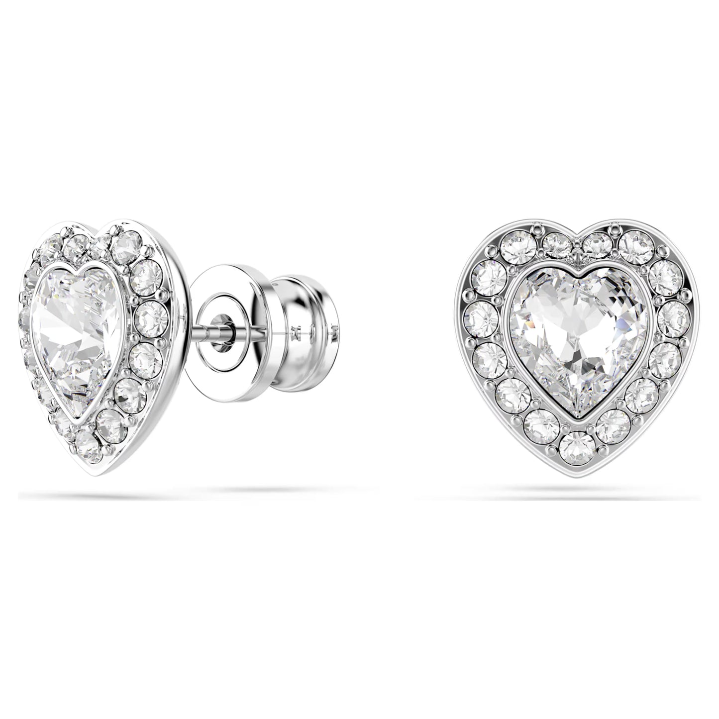 Ariana Grande stud earrings, Mixed cuts, Heart, White, Rhodium plated