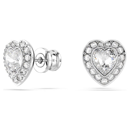 Ariana Grande stud earrings, Mixed cuts, Heart, White, Rhodium plated