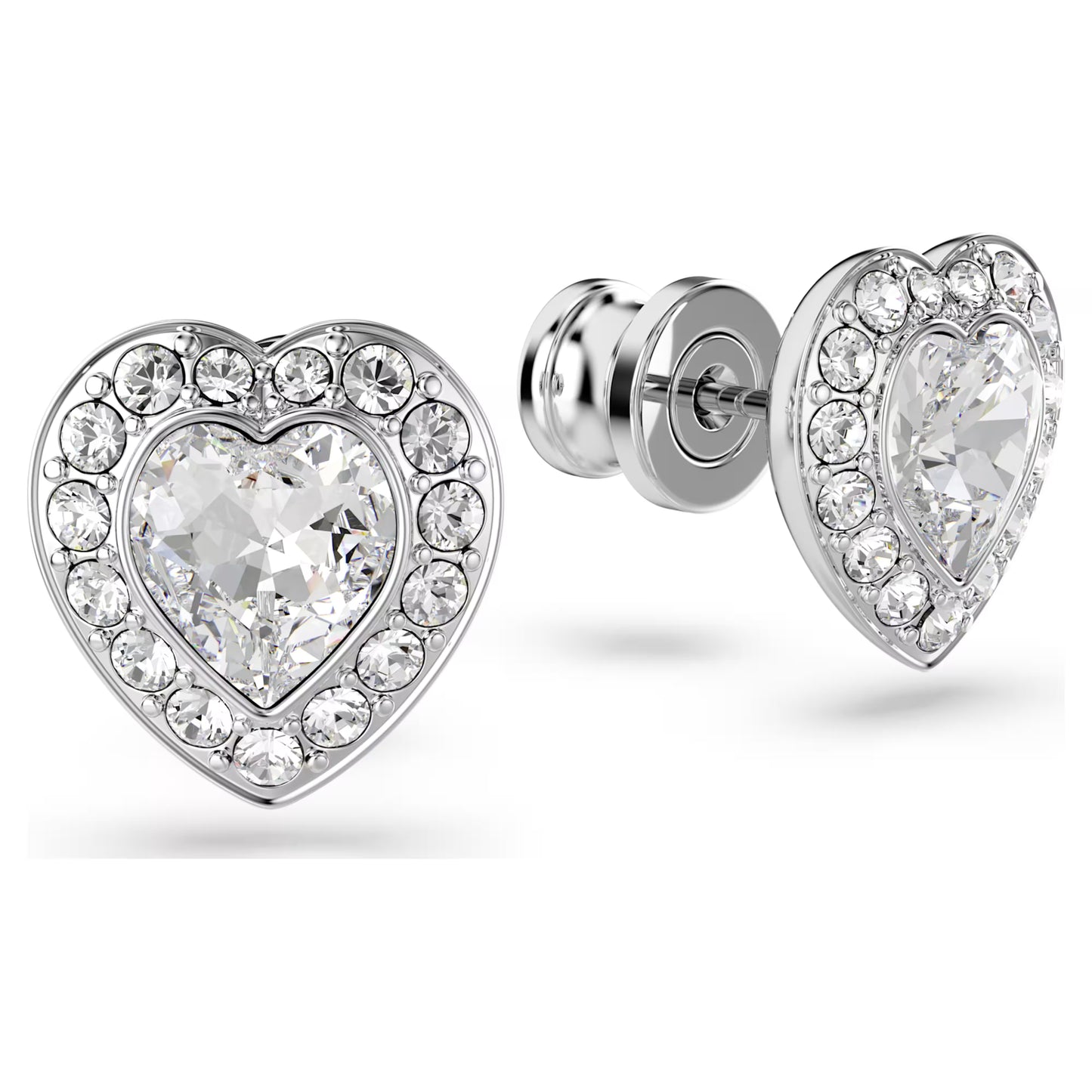 Ariana Grande stud earrings, Mixed cuts, Heart, White, Rhodium plated