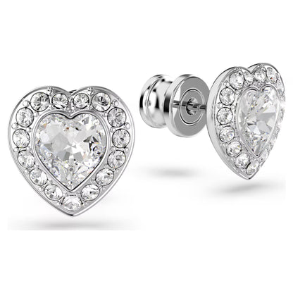 Ariana Grande stud earrings, Mixed cuts, Heart, White, Rhodium plated