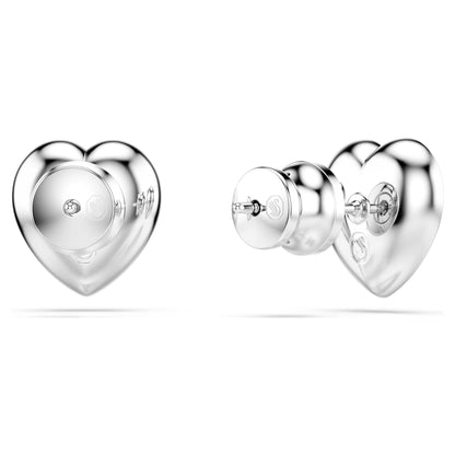 Ariana Grande stud earrings, Mixed cuts, Heart, White, Rhodium plated