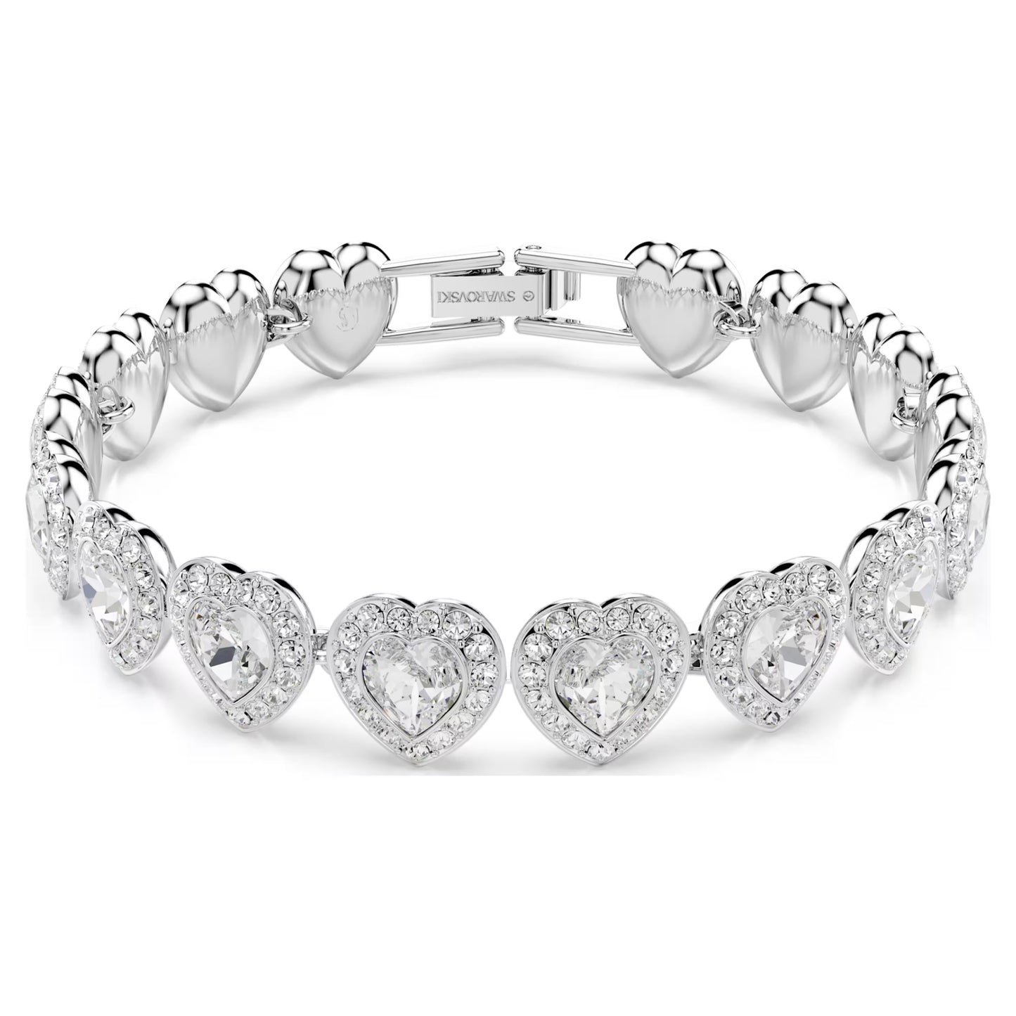 Ariana Grande Tennis bracelet, Mixed cuts, Heart, White, Rhodium plated