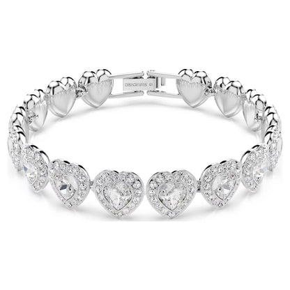 Ariana Grande Tennis bracelet, Mixed cuts, Heart, White, Rhodium plated