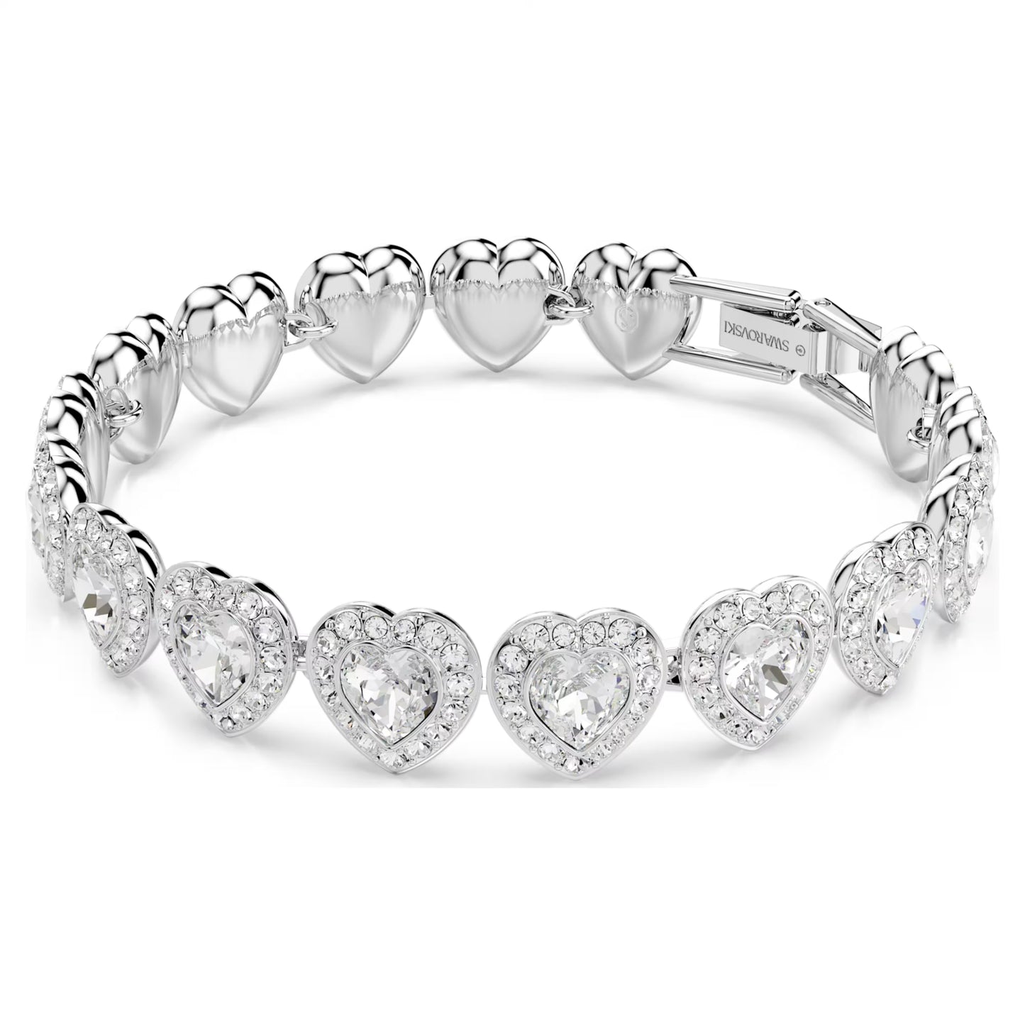 Ariana Grande Tennis bracelet, Mixed cuts, Heart, White, Rhodium plated