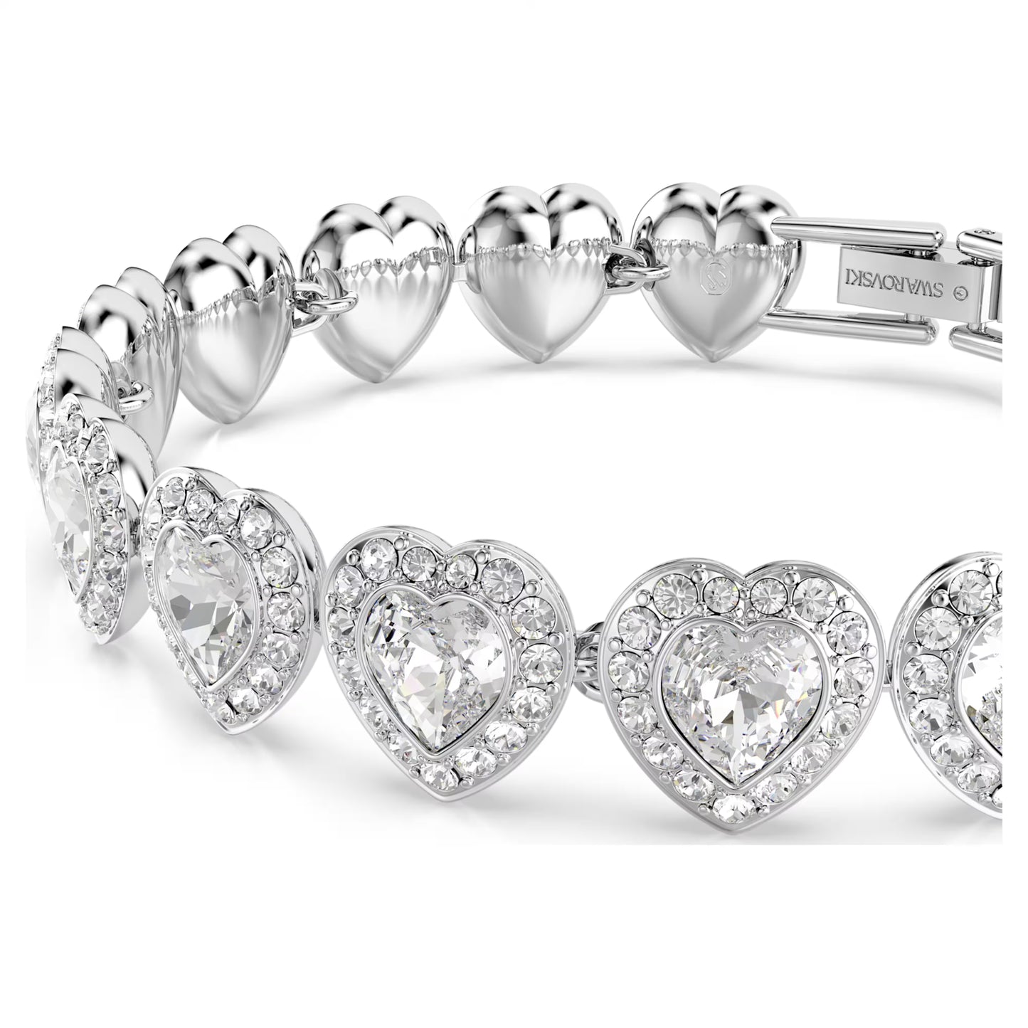 Ariana Grande Tennis bracelet, Mixed cuts, Heart, White, Rhodium plated