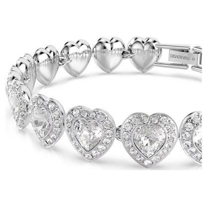 Ariana Grande Tennis bracelet, Mixed cuts, Heart, White, Rhodium plated