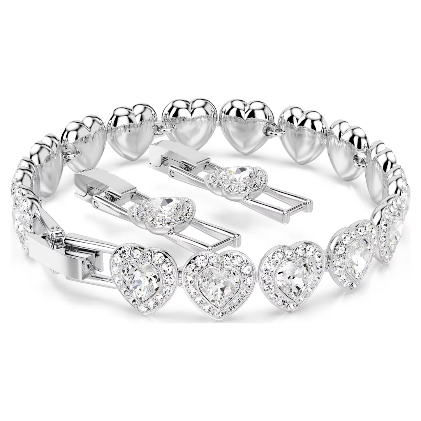 Ariana Grande Tennis bracelet, Mixed cuts, Heart, White, Rhodium plated