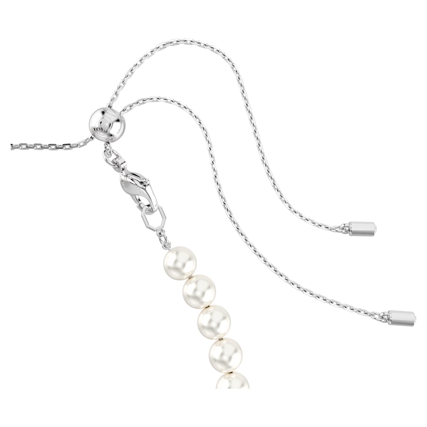Ariana Grande Tennis Choker, Mixed cuts, Crystal pearl, Heart, White, Rhodium plated