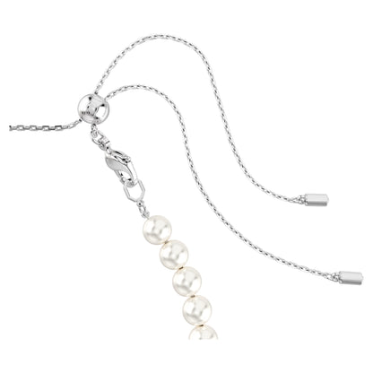 Ariana Grande Tennis Choker, Mixed cuts, Crystal pearl, Heart, White, Rhodium plated