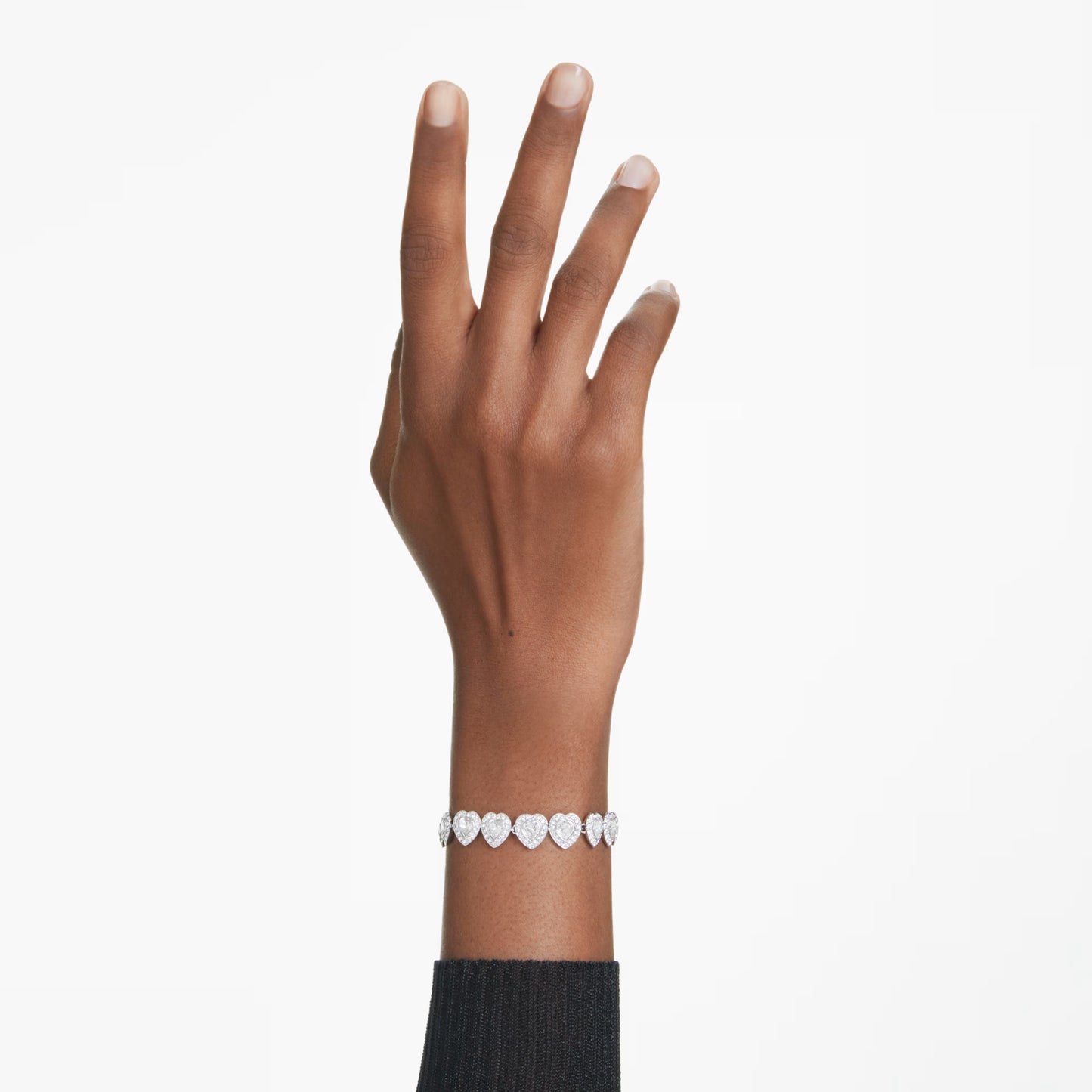Ariana Grande Tennis bracelet, Mixed cuts, Heart, White, Rhodium plated